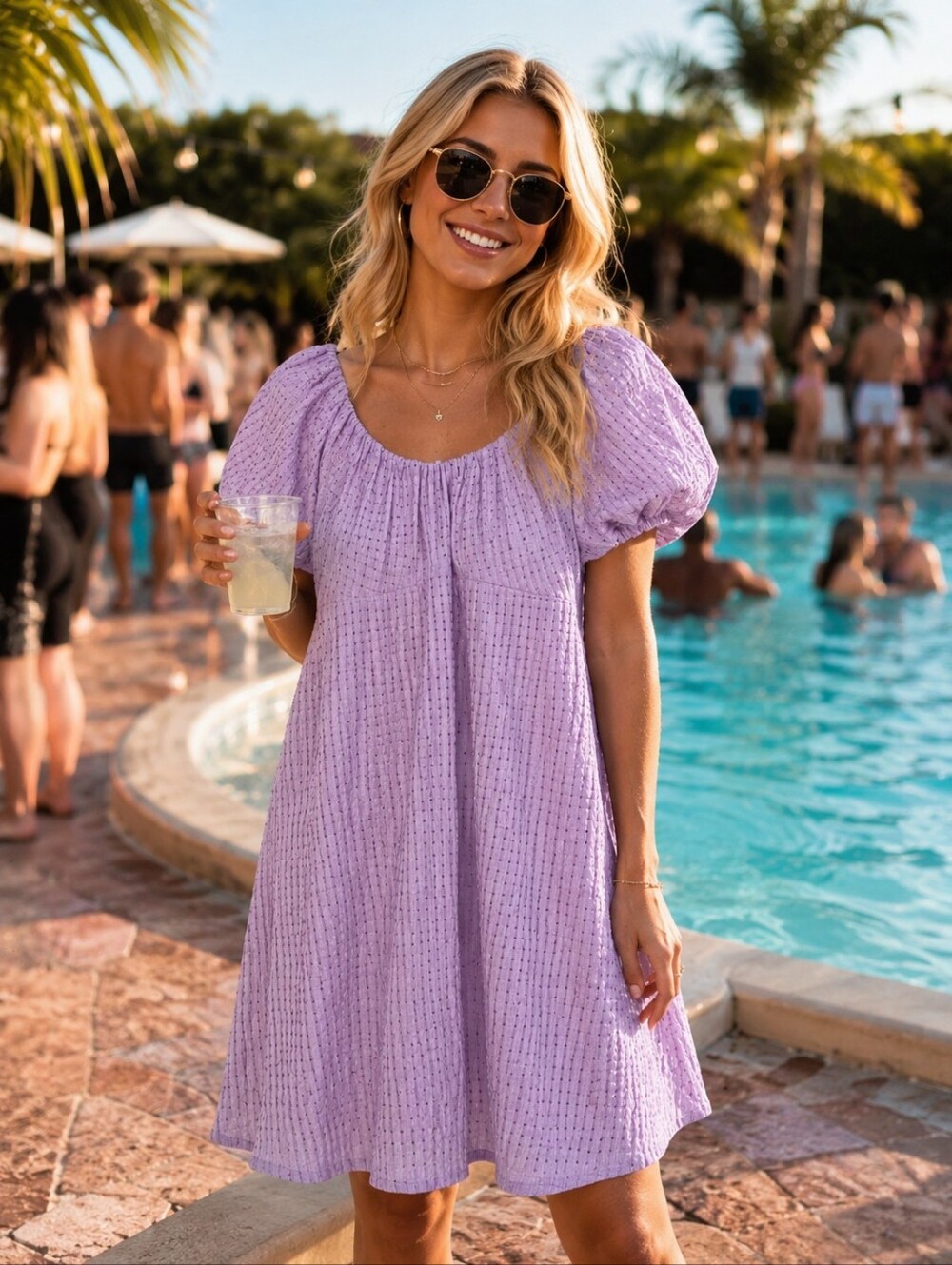 Old Navy Lavender Puff Sleeve Mini  Flare Dress Size XS